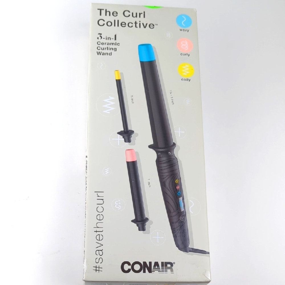 The Curl Collective 3-in-1 Ceramic Curling Wand Open Box Inspected